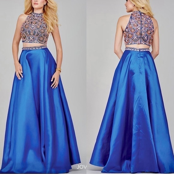Jovani Two Piece High Neck Evening Dress - Picture 4 of 15